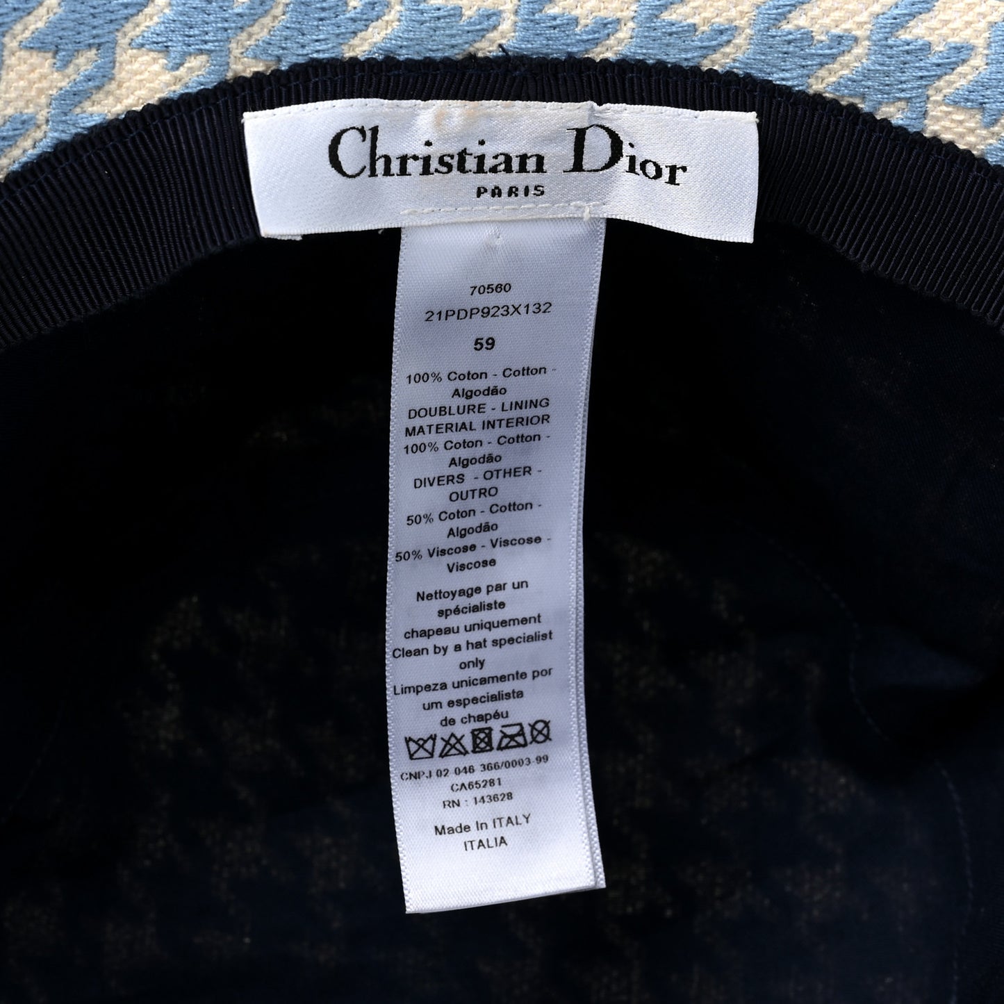 Pied De Poule Bucket Hat 59 Blue White