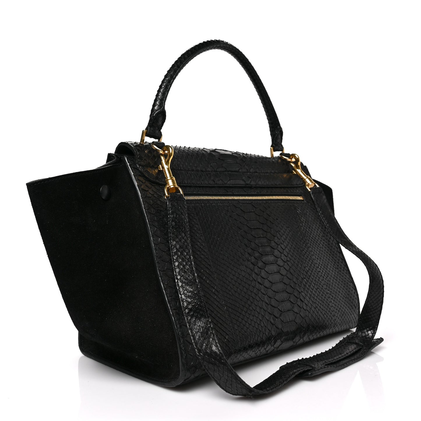Snakeskin Suede Small Trapeze Black