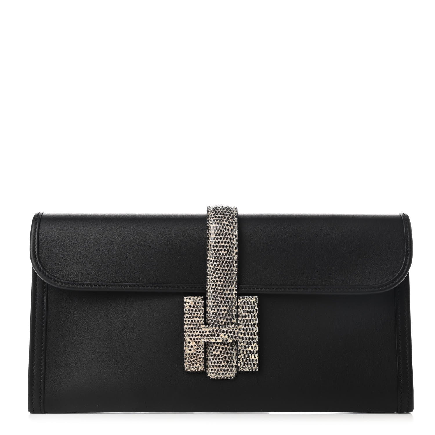 Hermes Swift Lizard Jige Elan Touch 29 Clutch Black Ombre 1 of 8
