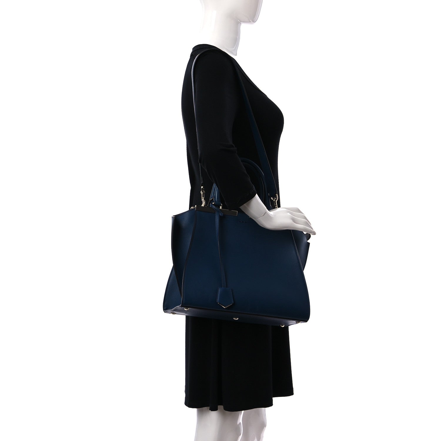 Fendi Vitello Dolce Shiny Nappa Petite 3Jours Tote Blue 2 of 9
