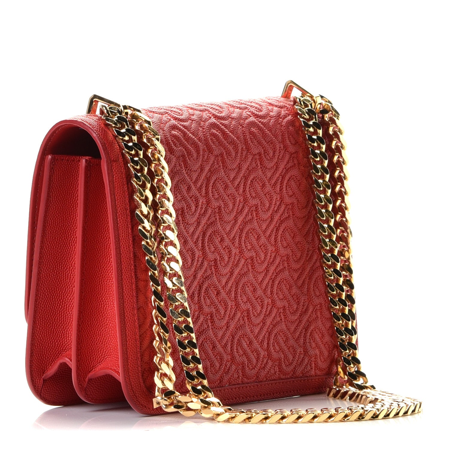 Burberry Grainy Calfskin Monogram Embossed Small TB Chain Bag Bright Red 5 of 10