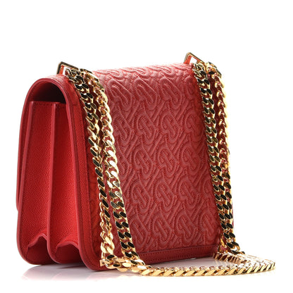 Burberry Grainy Calfskin Monogram Embossed Small TB Chain Bag Bright Red 5 of 10