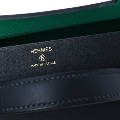 Hermes Vache Hunter Shiny Crocodile Petit H Box Bag Caban Black Menthe 6 of 10