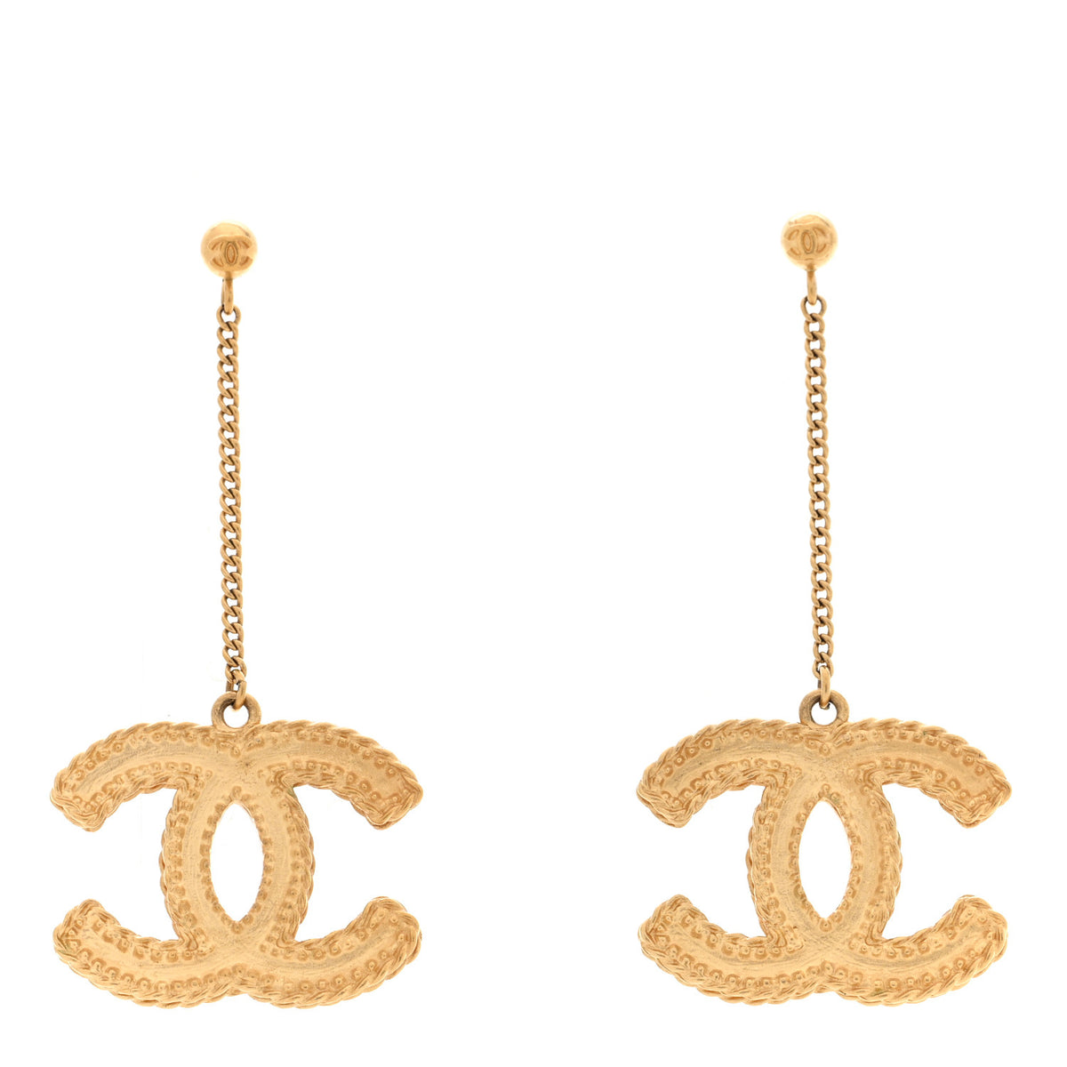 Chanel CC Drop Earrings Matte Gold 1 of 5