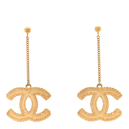 Chanel CC Drop Earrings Matte Gold 1 of 5