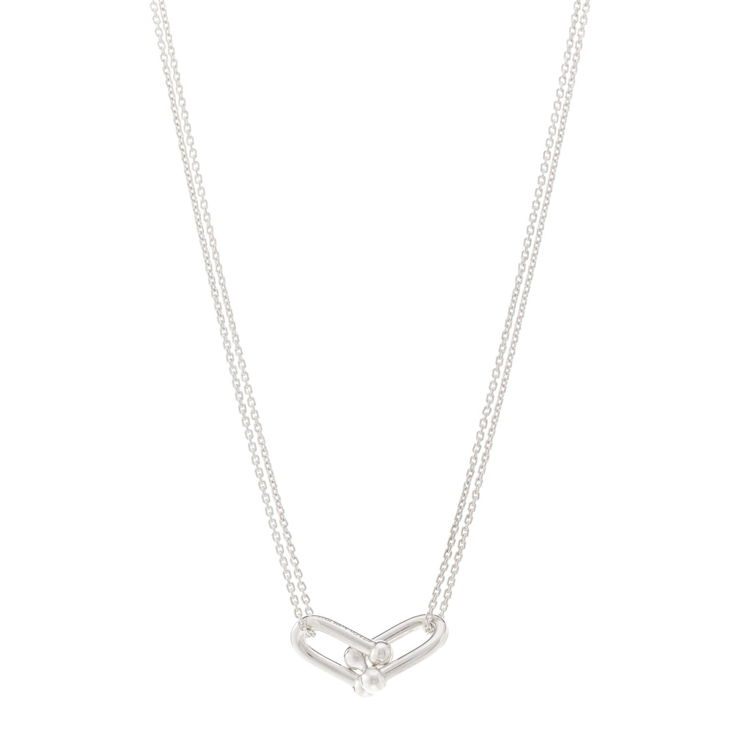 Tiffany Sterling Silver Double HardWear Link Pendant Necklace 1 of 4