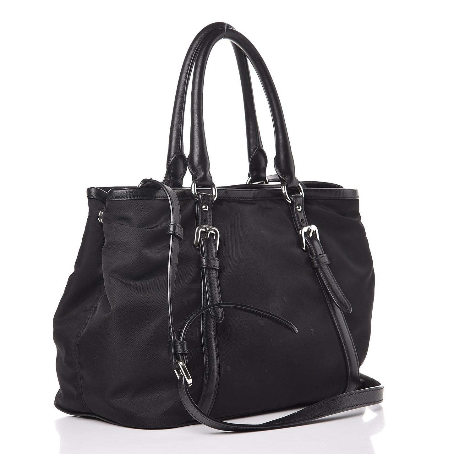 Tessuto Nylon Soft Calf Tote Nero Black