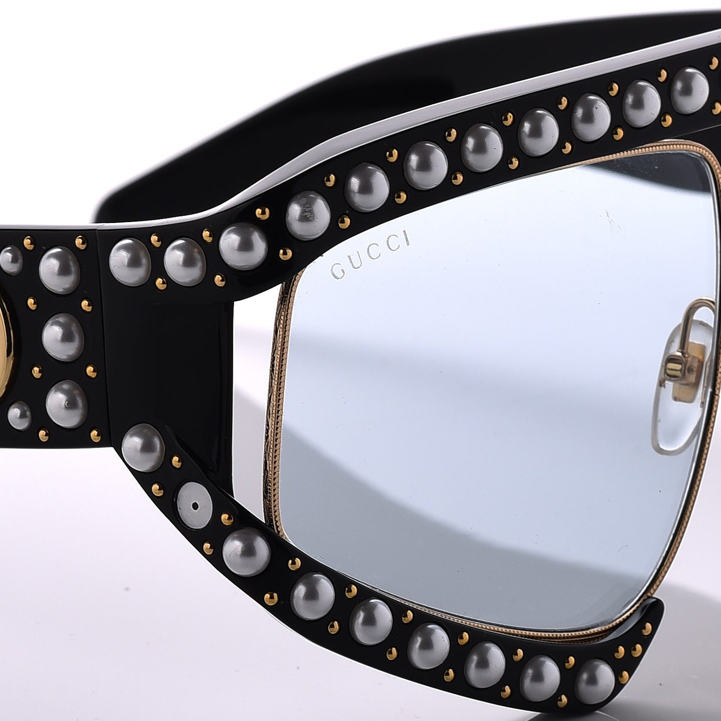 Acetate Pearl Rectangular Frame Sunglasses GG0234S7/S Black
