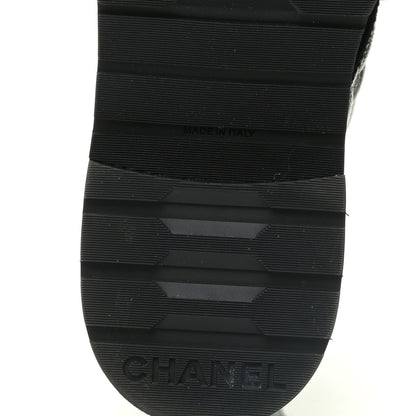 Chanel Shiny Calfskin Quilted Lace Up Combat Boots 38.5 Black 8 of 14