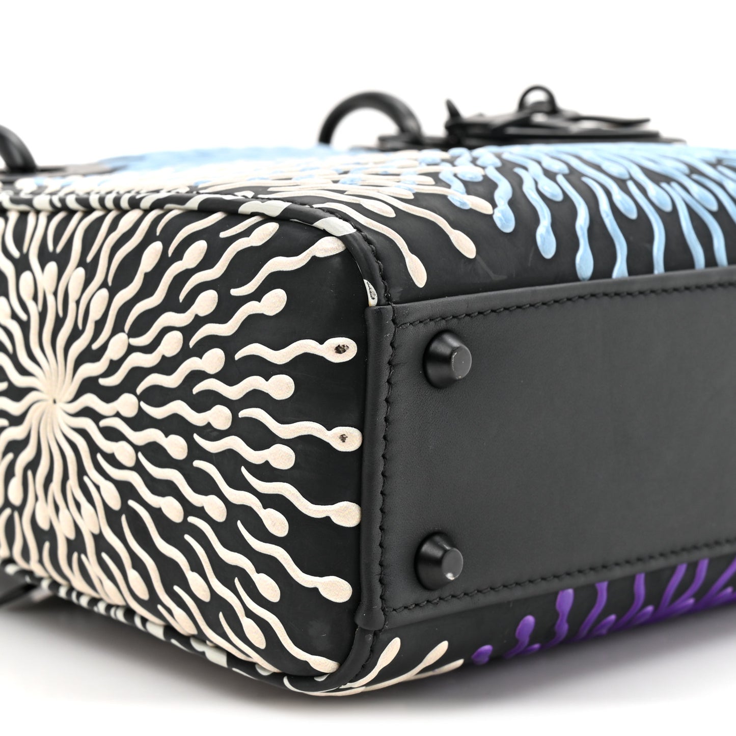 X BHARTI KHER Calfskin Painted Mini Lady Dior Black