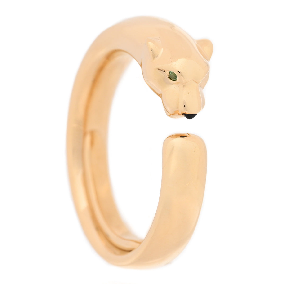 Cartier 18K Yellow Gold Tsavorite Onyx Panthere De Cartier Ring 54 7 1 of 6