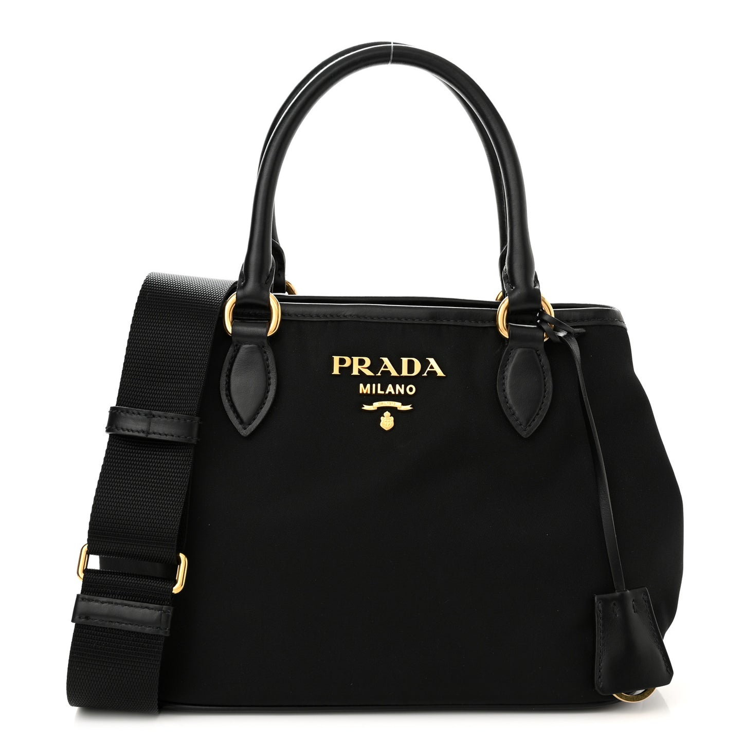 Tessuto Nylon Soft Calf Small Tote Black