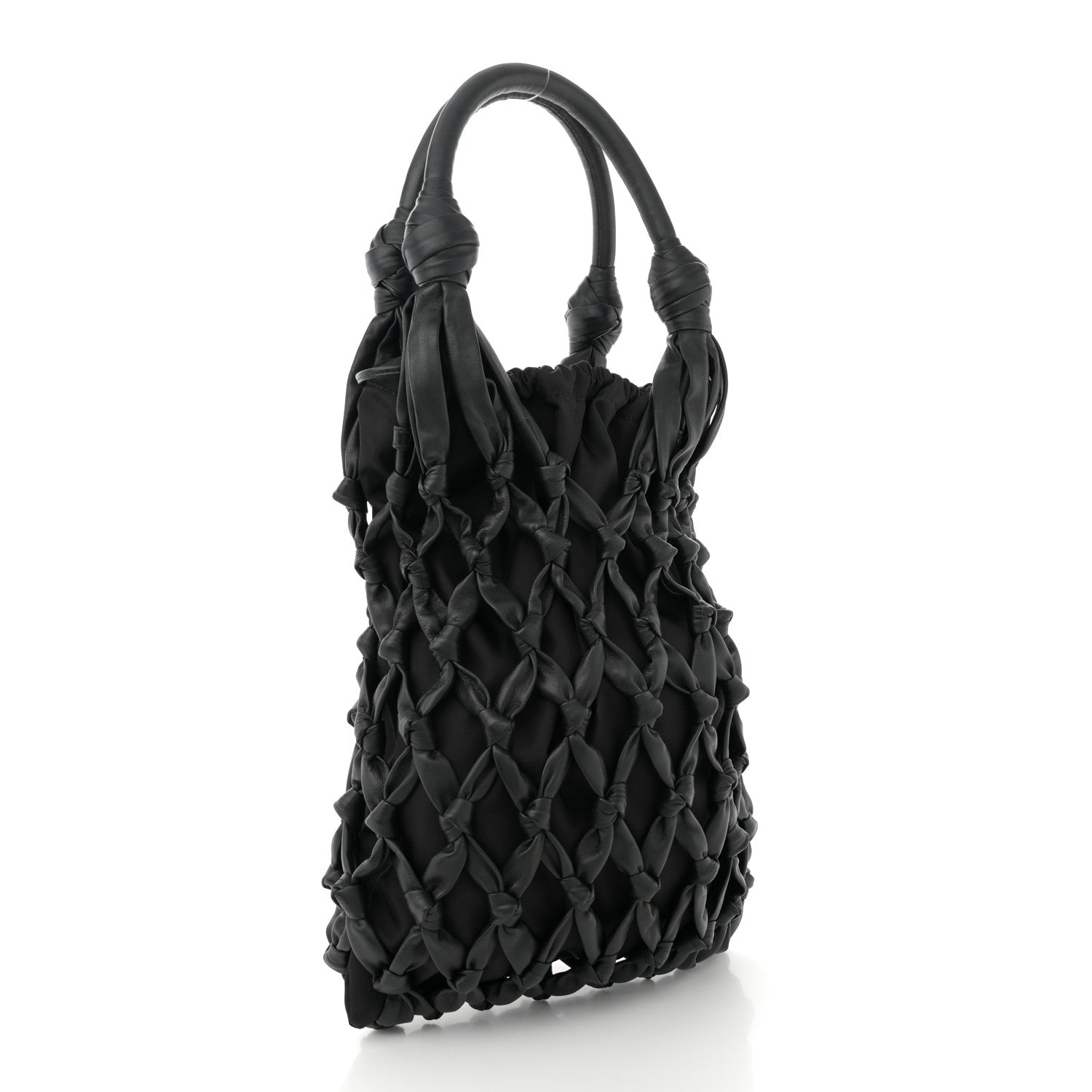 Prada Nylon Calfskin Rete Top Handle Bag Black 3 of 10