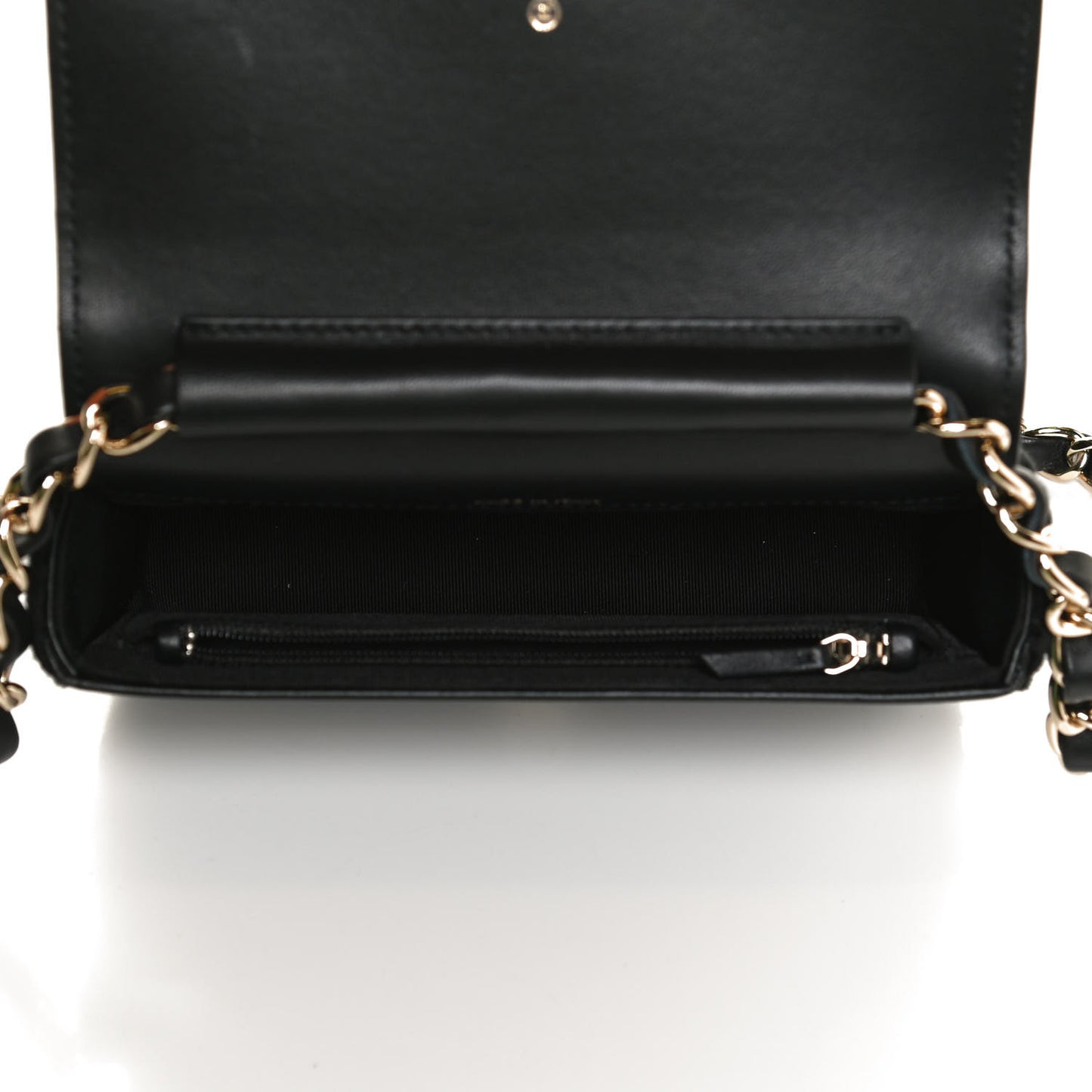 Lambskin Crochet Quilted Flap Phone Holder Black