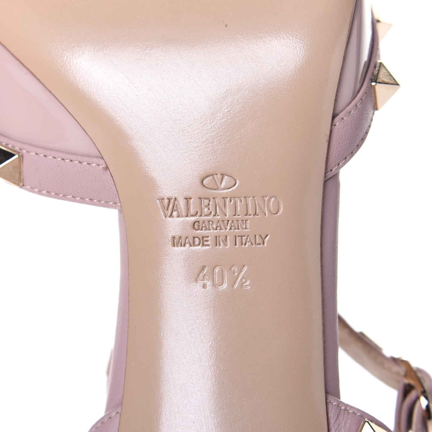 Patent Nappa Rockstud Ankle Strap 65mm Pumps 40.5 Poudre