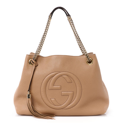 Gucci Pebbled Calfskin Medium Soho Chain Shoulder Bag Camelia 1 of 16
