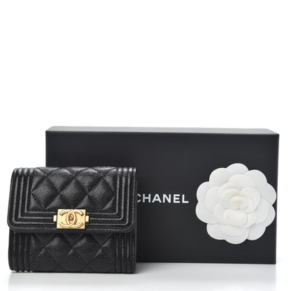 Chanel Caviar Quilted Compact Boy Wallet Black 8 of 8