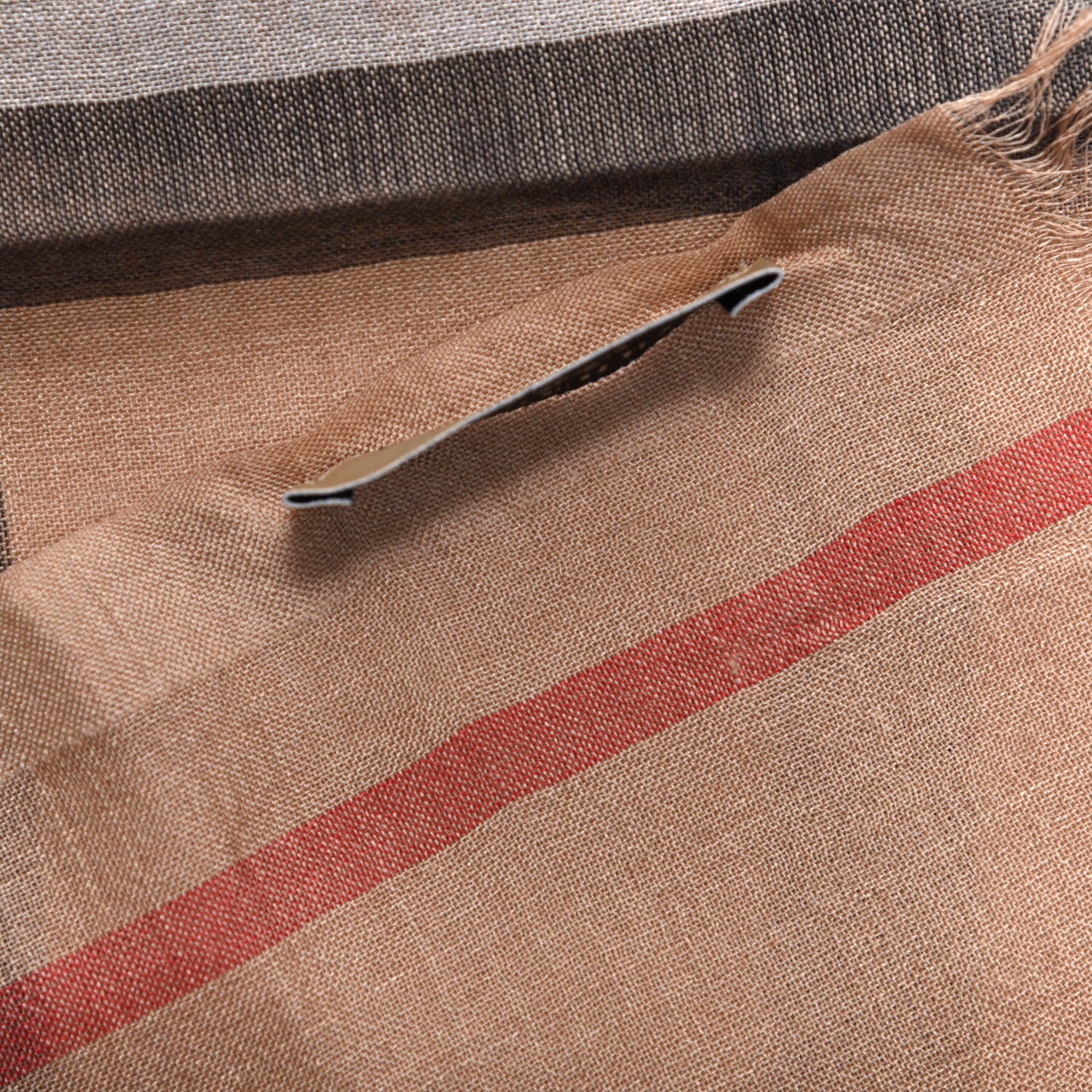 Wool Silk Giant Check Lightweight Scarf Camel