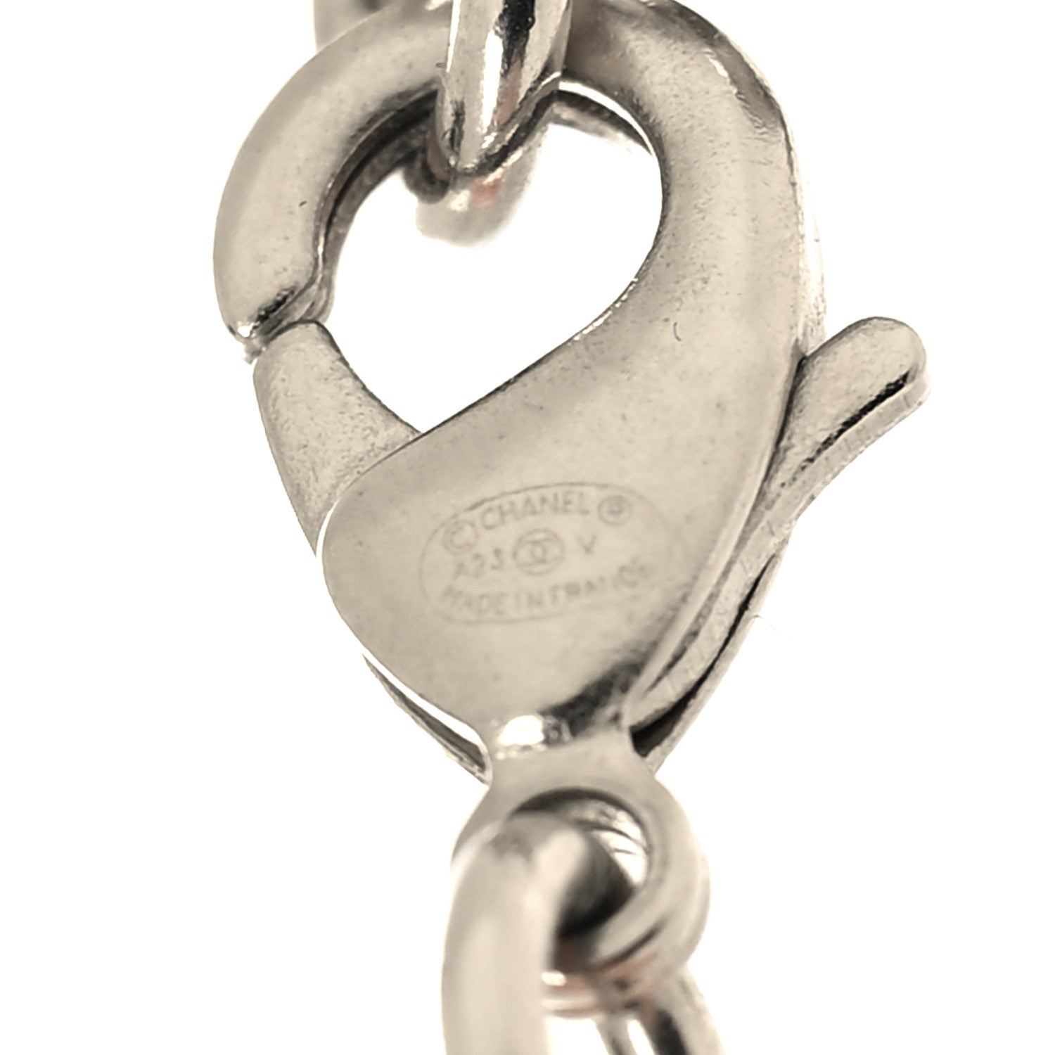 Chanel Crystal Pearl CC Long Necklace Silver 5 of 5