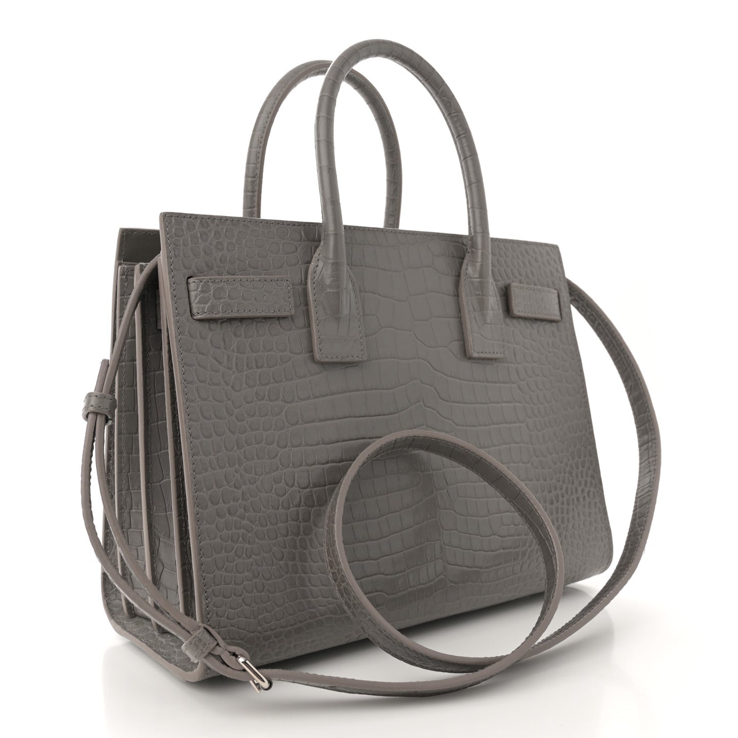Calfskin Crocodile Embossed Baby Sac De Jour Fog