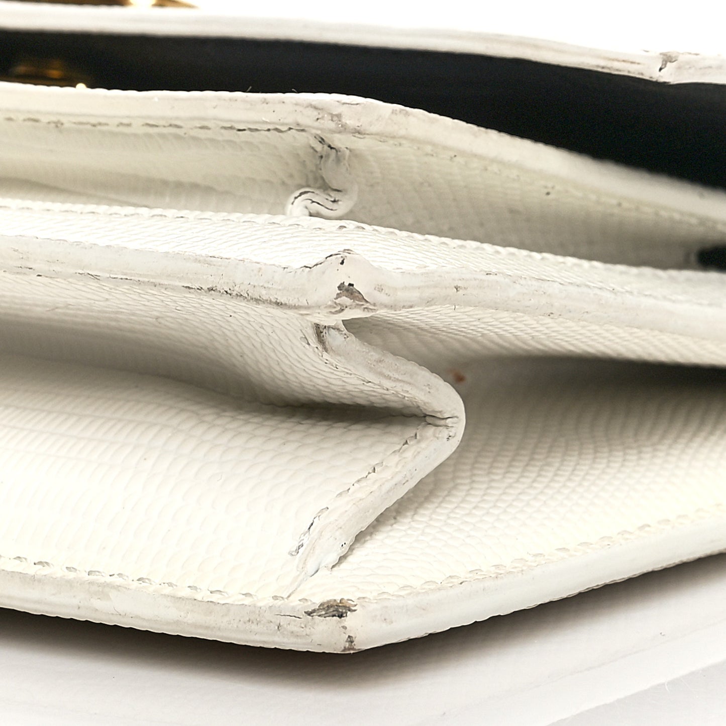 Patent Calfskin Lizard Embossed XS Sharp Top Handle Bag White