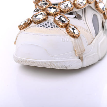Gucci X SEGA Mesh Calfskin Suede Removable Crystals Womens Flashtrek Sneakers 38.5 Great White 16 of 23