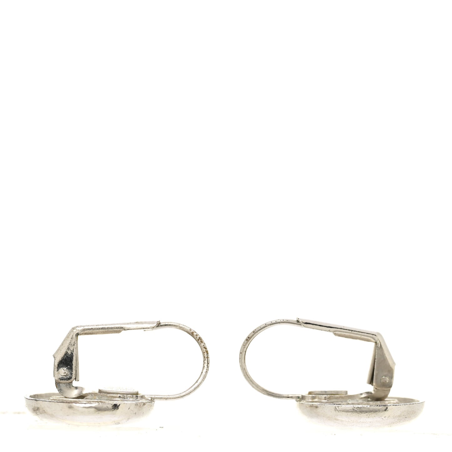 CC Round Earrings Silver Black