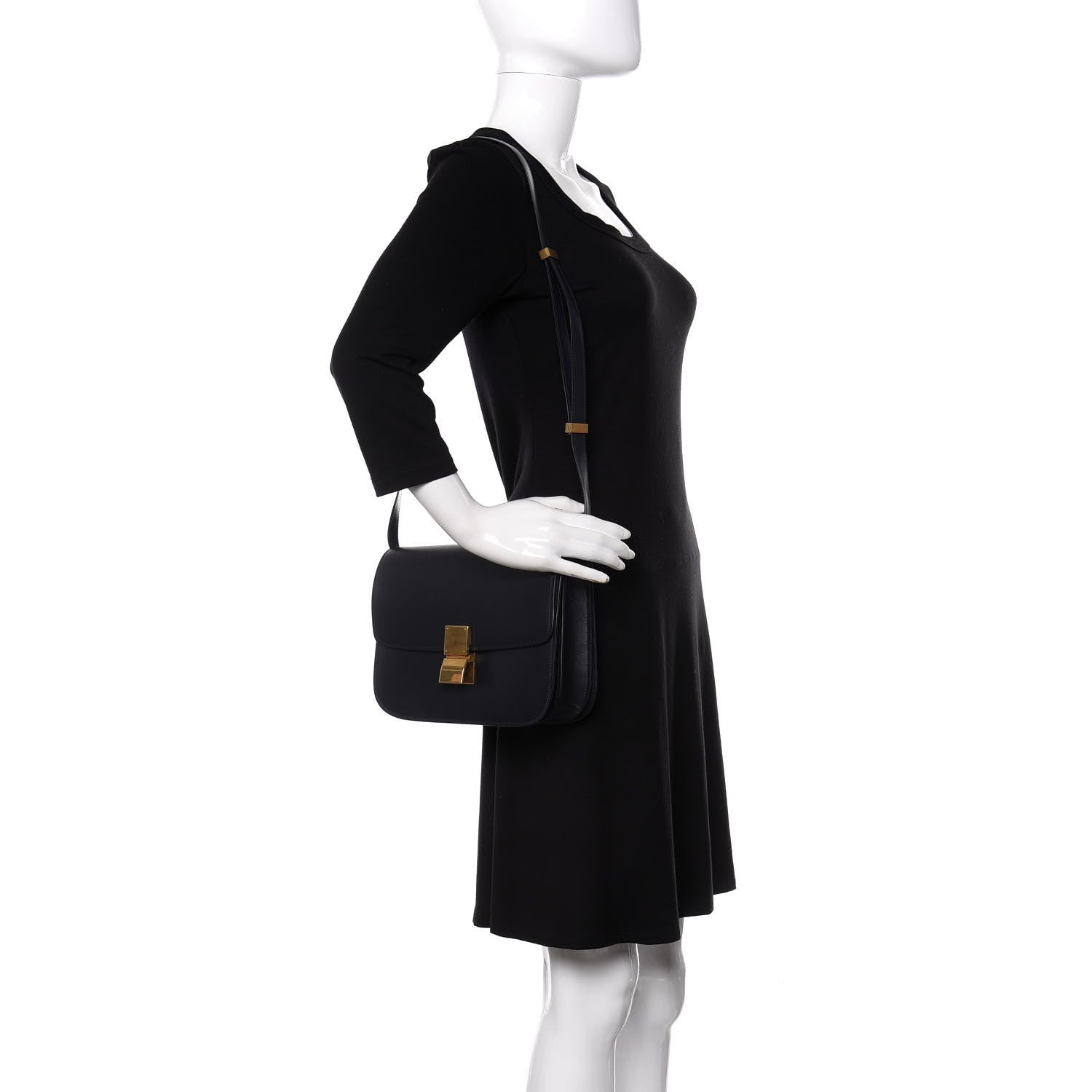 Celine Box Calfskin Medium Classic Box Flap Bag Navy 2 of 10