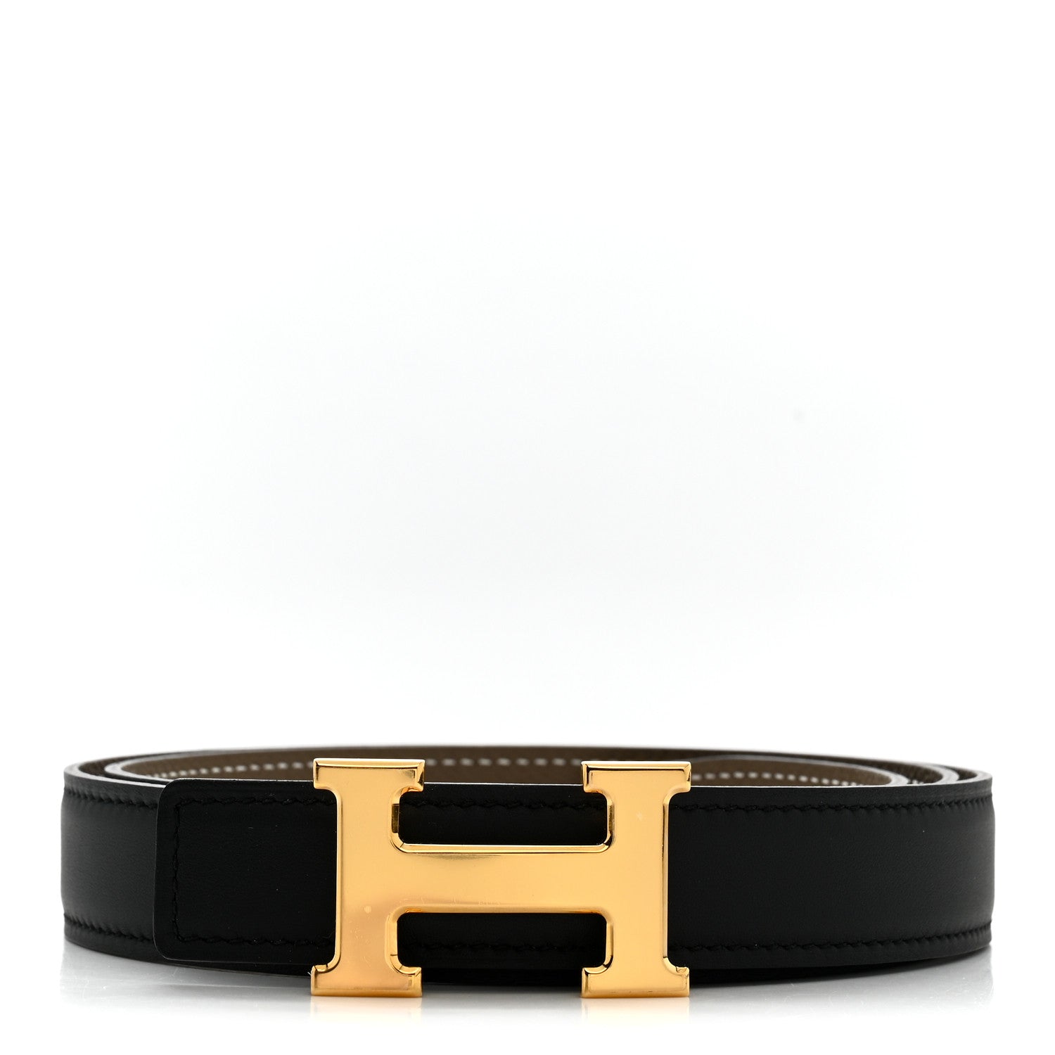 Hermes Swift Epsom 24mm Mini H Belt 85 34 Black Etoupe 1 of 5