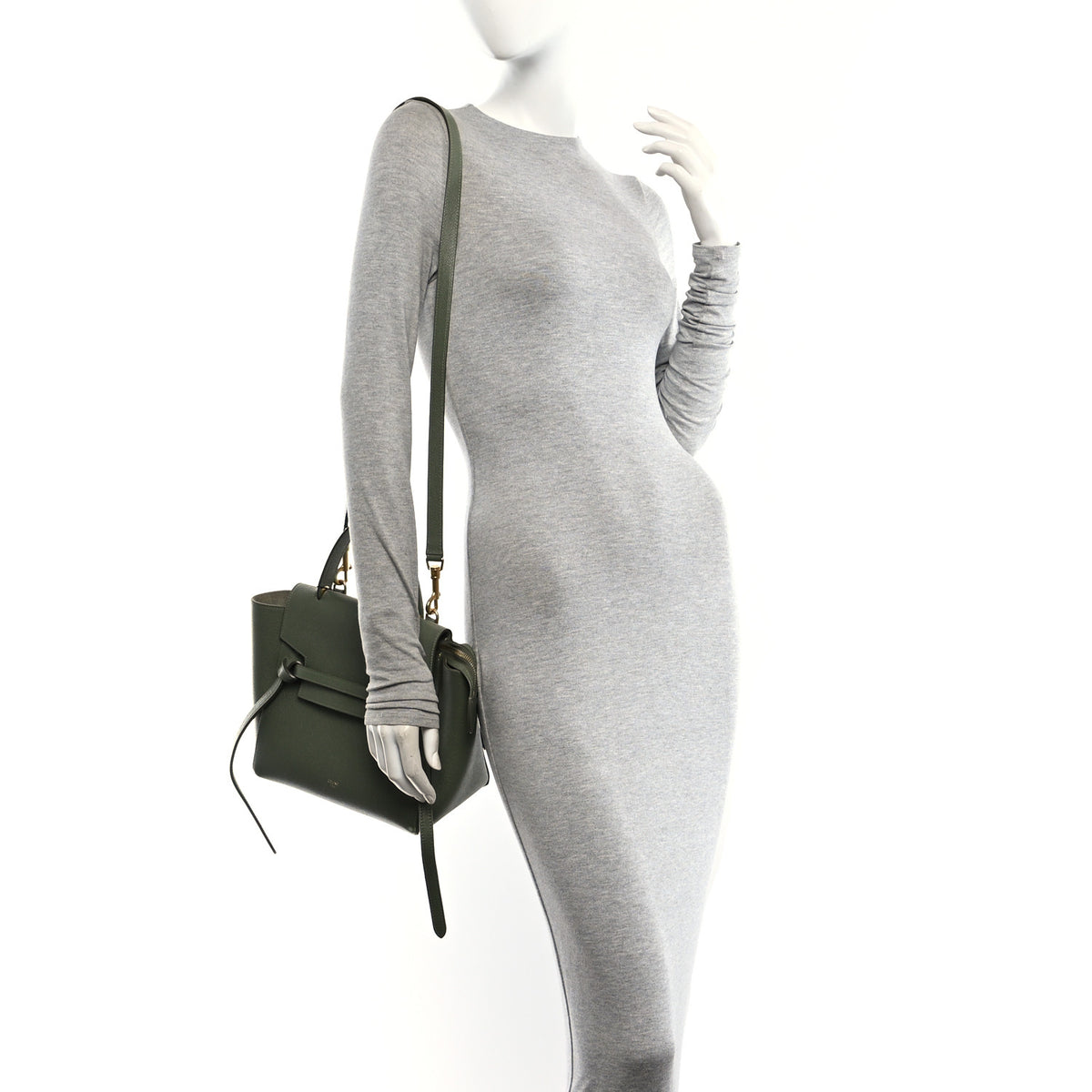 Grained Calfskin Micro Belt Bag Army Green