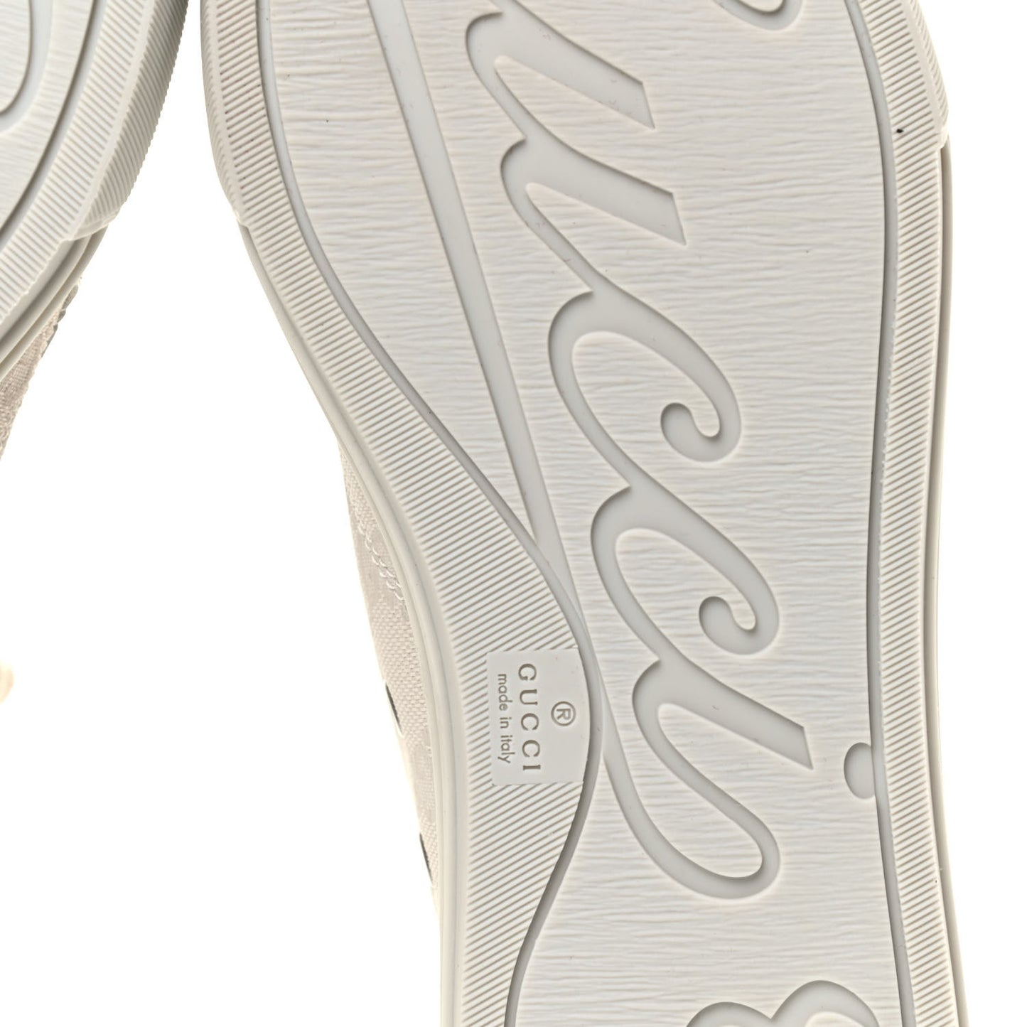 Washed Cotton GG Monogram Calfskin Womens High Top Sneakers 38.5 White Mystic White Great White