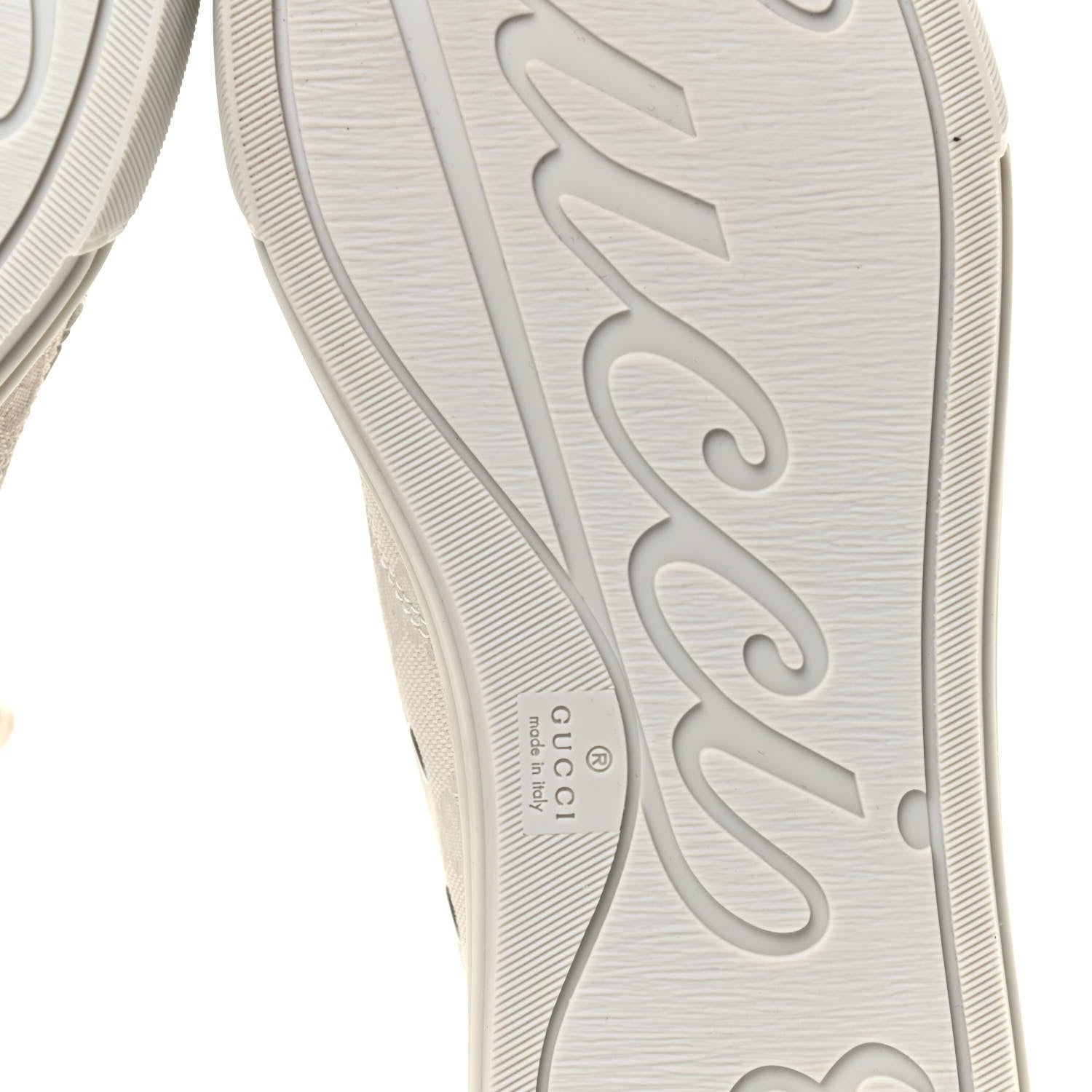 Gucci Washed Cotton GG Monogram Calfskin Womens High Top Sneakers 38.5 White Mystic White Great White 5 of 6