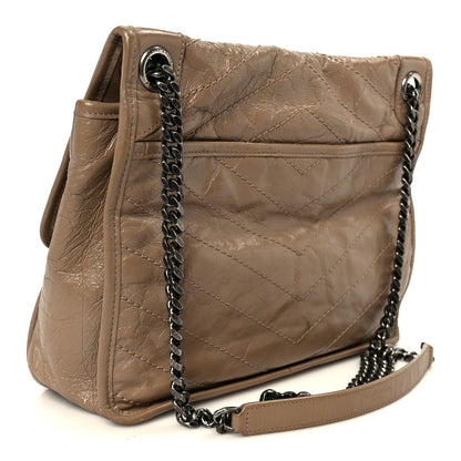 Saint Laurent Crinkled Calfskin Matelasse Monogram Medium Niki Chain Satchel Light Taupe 3 of 12