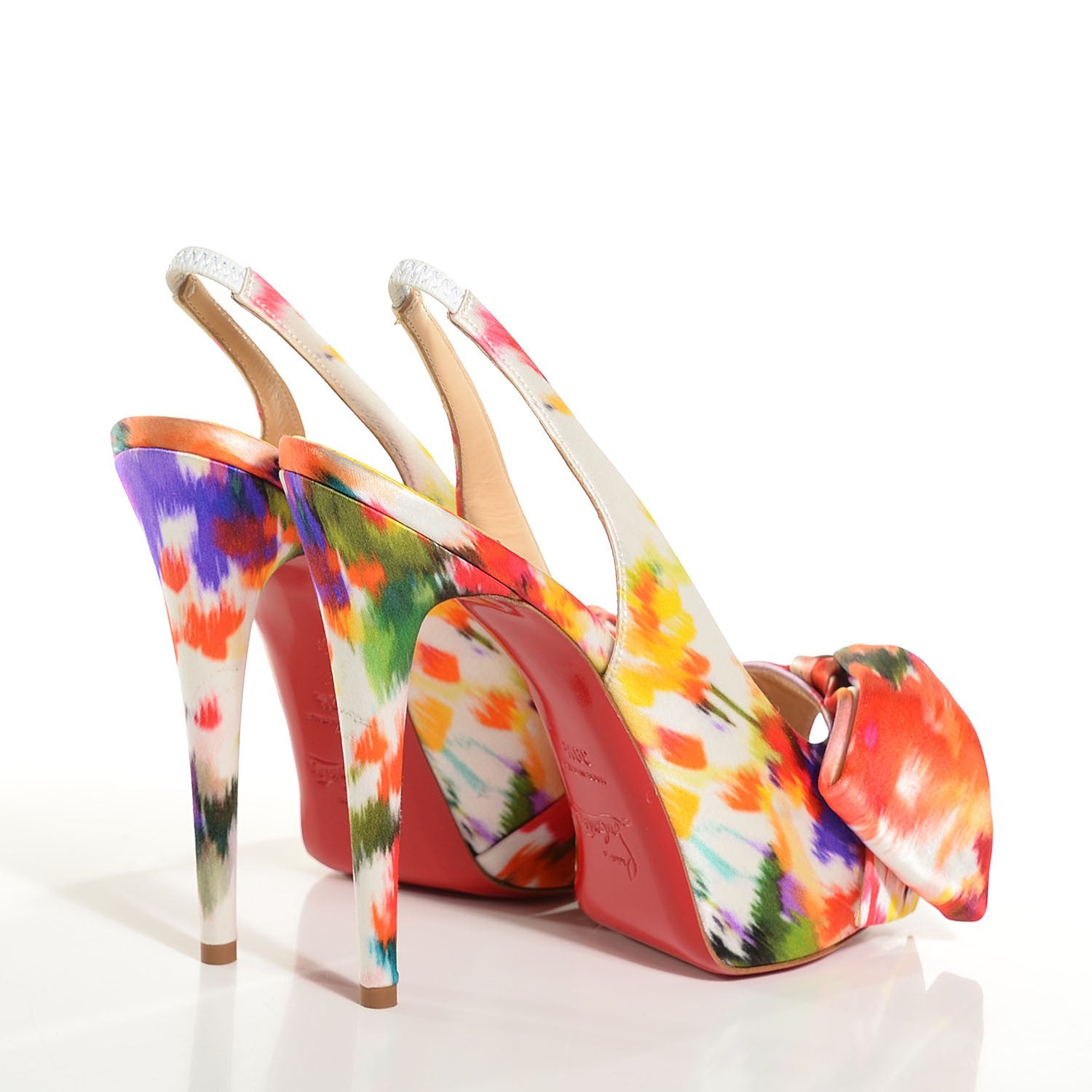 Christian Louboutin Satin Bouquet Vendome Sling 120 Pumps 39.5 Multicolor 4 of 7