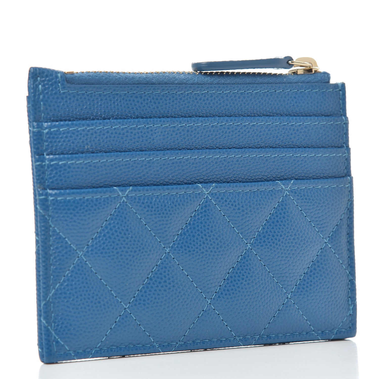 Chanel Caviar Quilted CC Zip Card Holder Blue 3 of 8