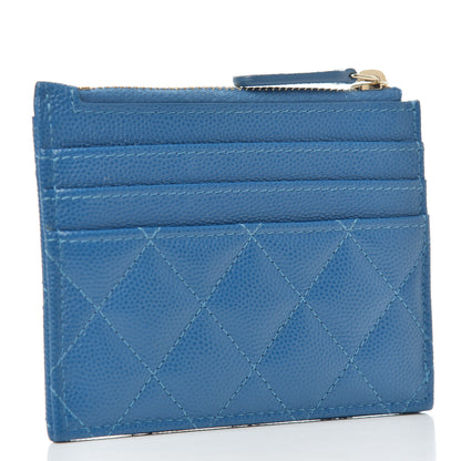 Chanel Caviar Quilted CC Zip Card Holder Blue 3 of 8