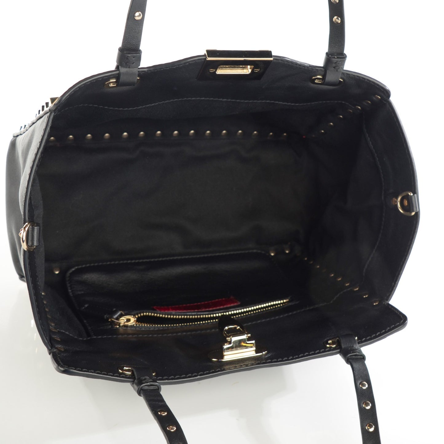 Vitello Small Rockstud Tote Black
