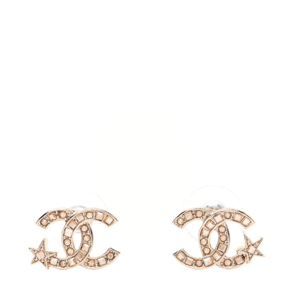 Chanel Crystal CC Starfall Earrings Gold 1 of 6