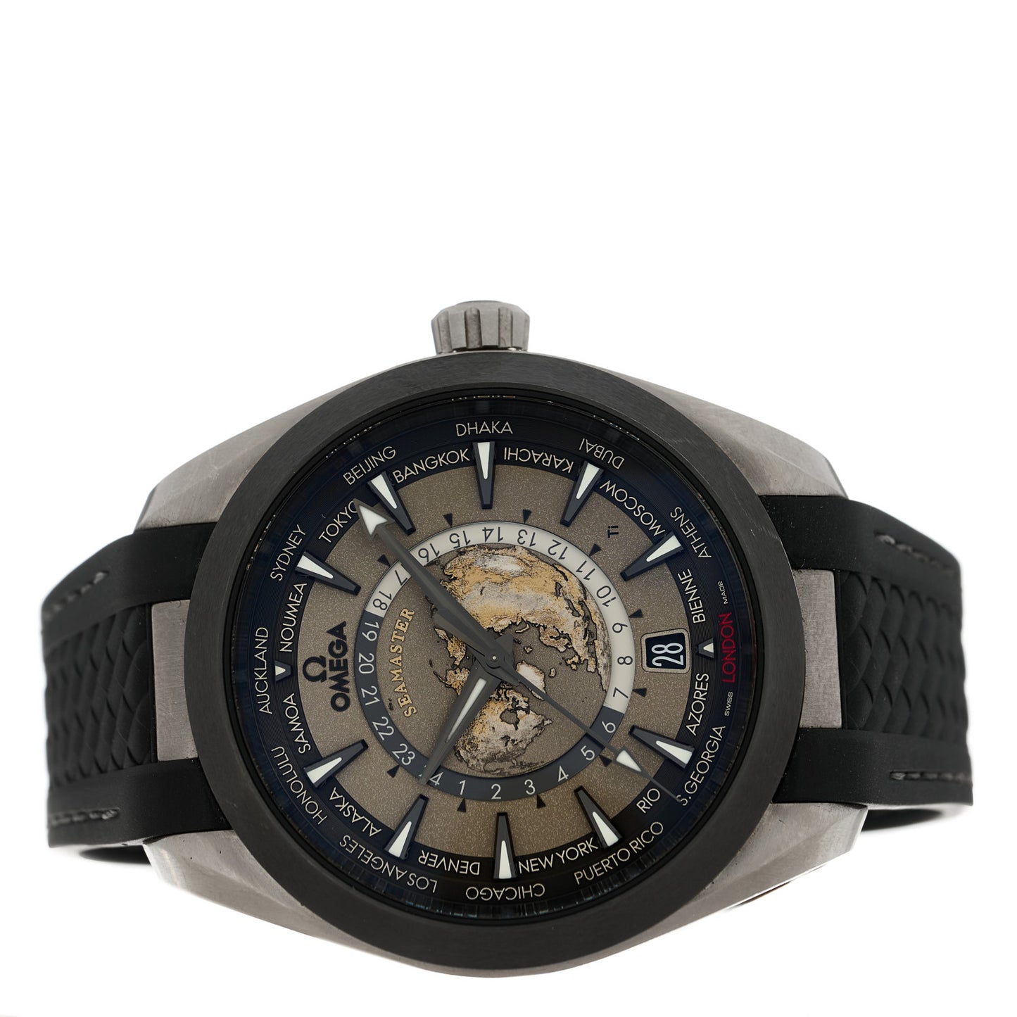 Titanium Rubber 43mm Seamaster Aqua Terra World Time Chronometer Automatic Watch Grey 220.92.43.22.99.001