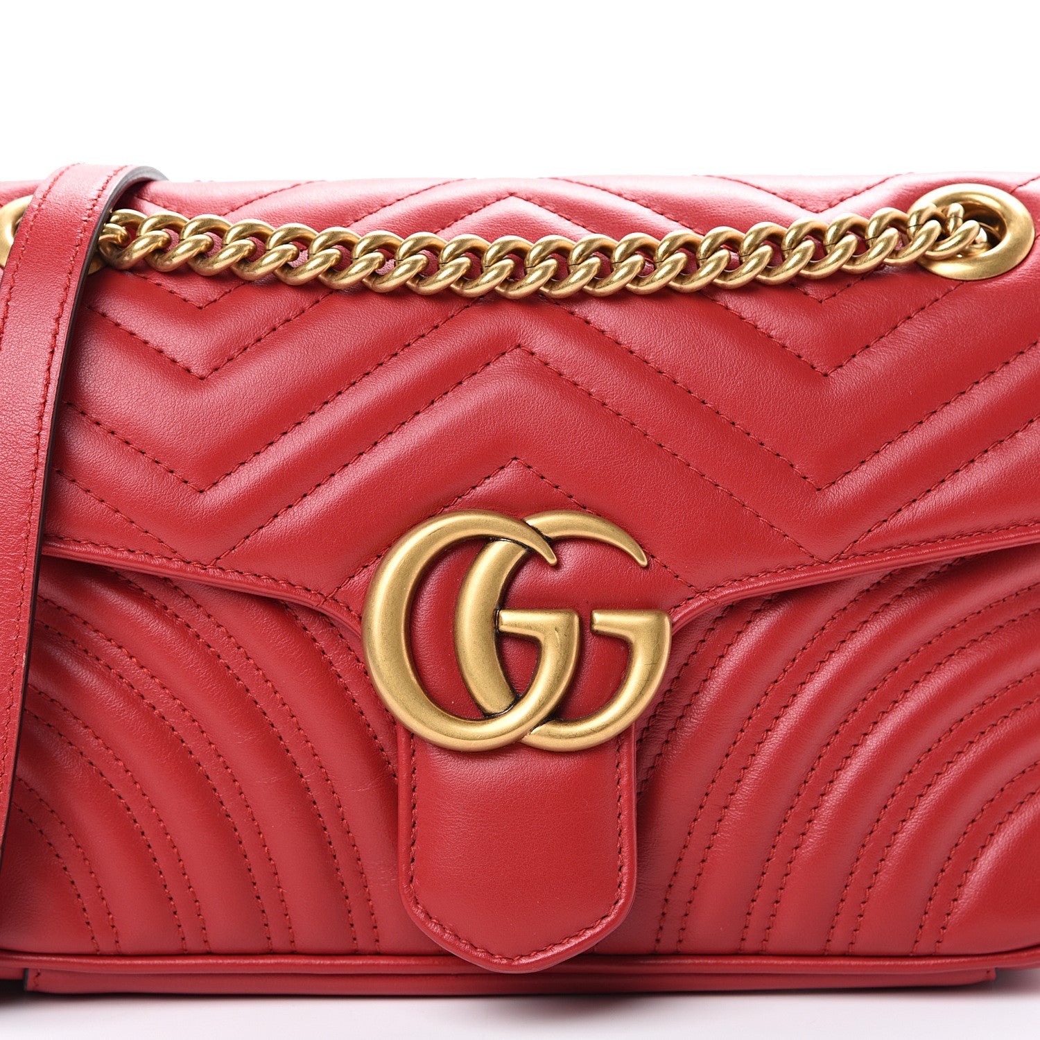 Gucci Calfskin Matelasse Small GG Marmont Shoulder Bag Hibiscus Red 9 of 15
