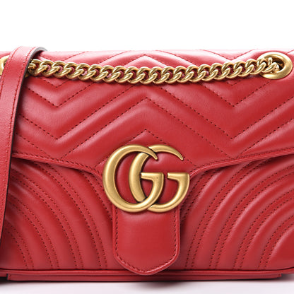 Gucci Calfskin Matelasse Small GG Marmont Shoulder Bag Hibiscus Red 9 of 15