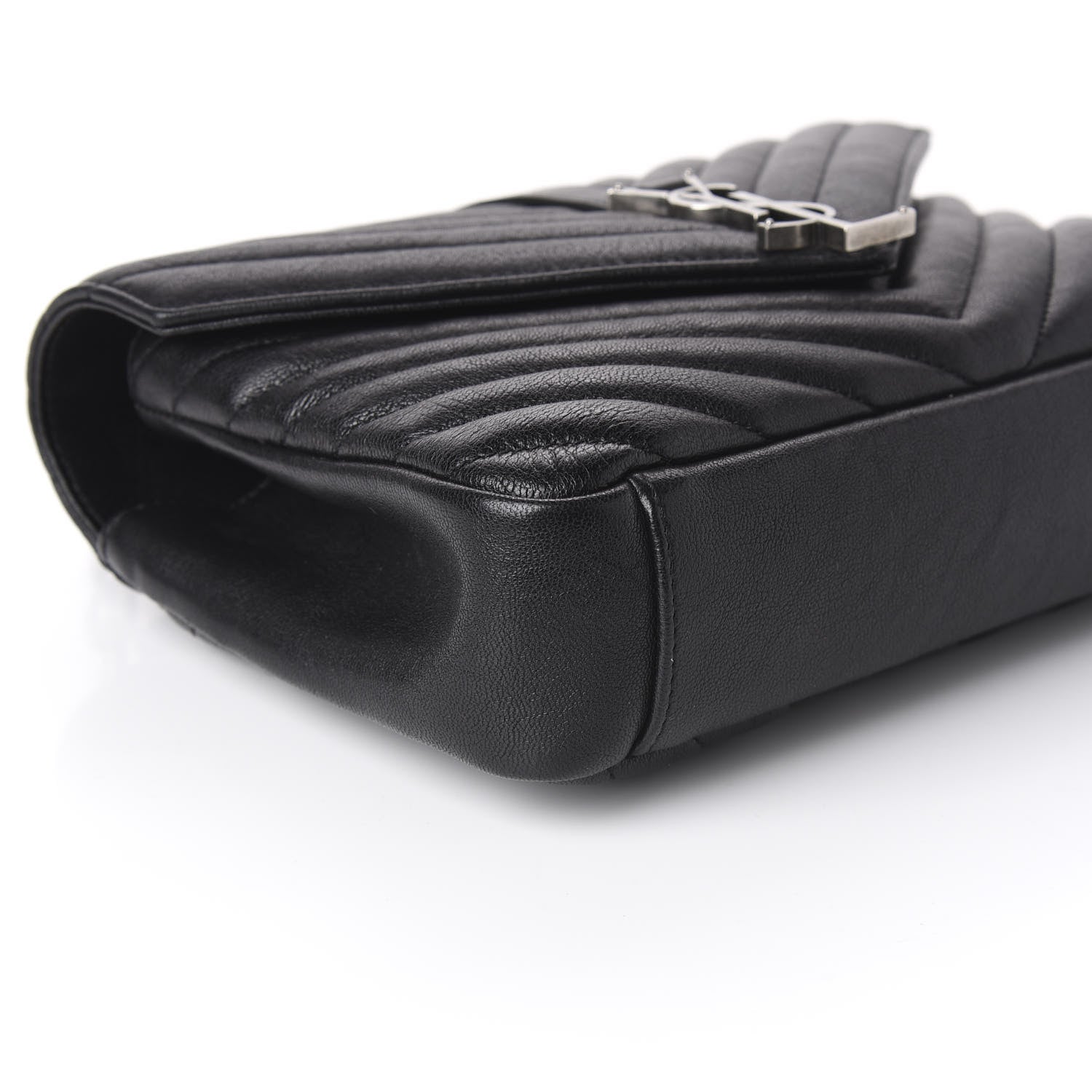 Saint Laurent Sheepskin Matelasse Chevron Monogram Medium College Bag Black 5 of 8