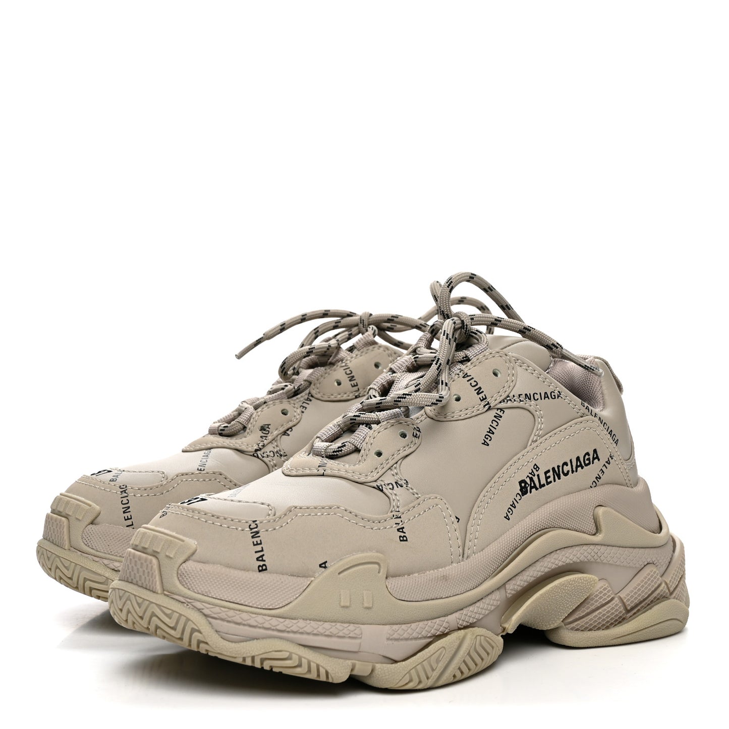 Fabric Mesh Womens Triple S Sneakers 37 Beige