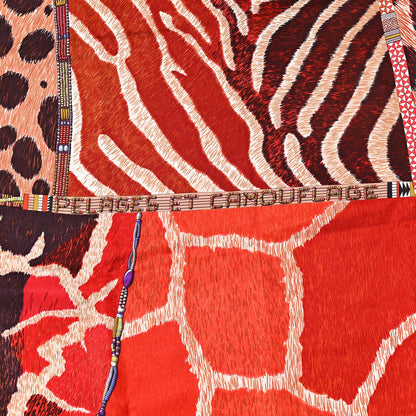 Hermes Silk Pelages et Camouflage Scarf 90 Brique Acajou Rouge H 4 of 5