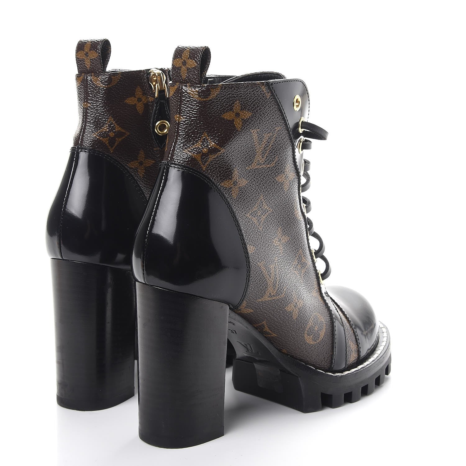 Louis Vuitton Patent Calfskin Monogram Star Trail Ankle Boots 37 Black 4 of 9