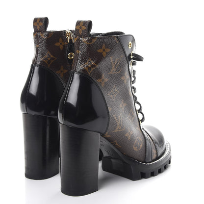Louis Vuitton Patent Calfskin Monogram Star Trail Ankle Boots 37 Black 4 of 9