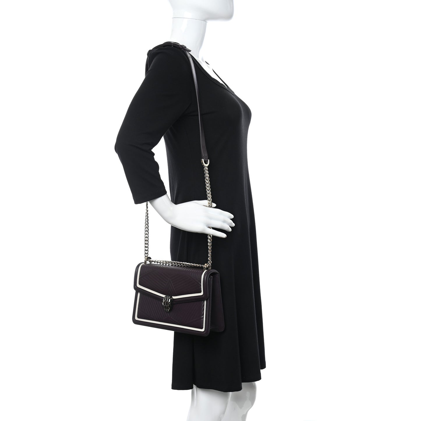 Quilted Nappa Smooth Calfskin Serpenti Forever Diamond Blast Shoulder Bag Plum