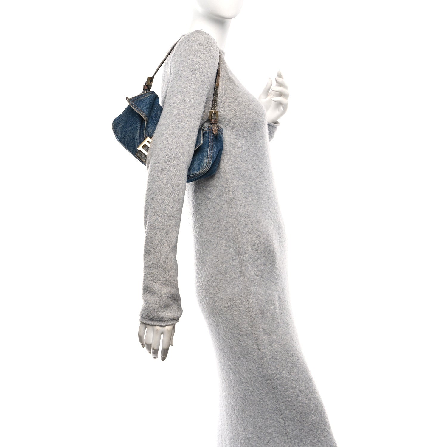 Fendi Denim Lizard Baguette Blue 2 of 10