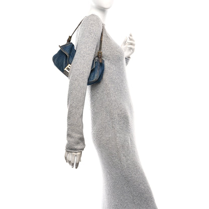 Fendi Denim Lizard Baguette Blue 2 of 10