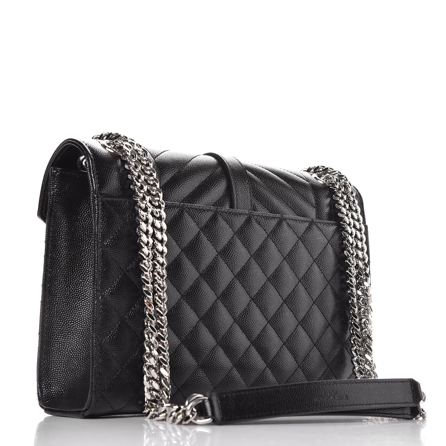 Saint Laurent Grain De Poudre Textured Mixed Matelasse Triquilt Medium Monogram Satchel Black 4 of 8